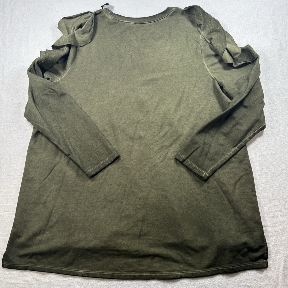 Lane Bryant Women's Green Ruffle Shoulder Tunic 18/20 - Picture 2 of 7